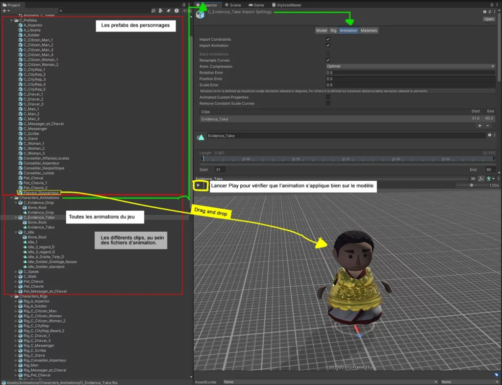 Explication animation dans Unity
